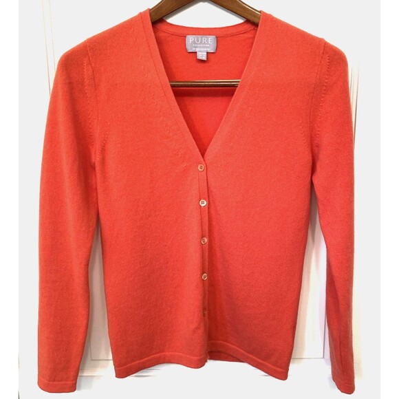 Pure Collection 100% Cashmere Coral V-Neck Cardigan 4 Old Money Luxury Capsule - Picture 1 of 10